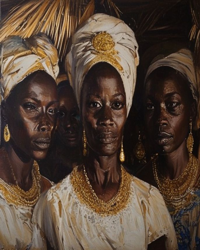 The women of Nder gathered inside the house, the moment of choice